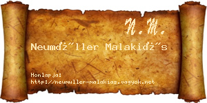 Neumüller Malakiás névjegykártya